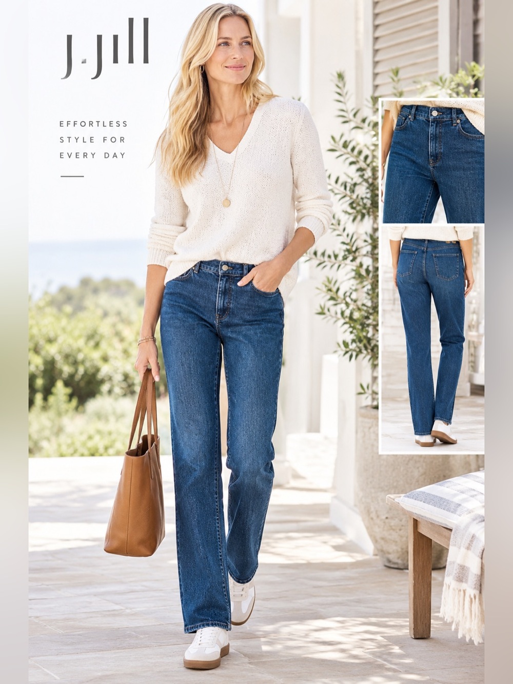 J. Jill Straight-Leg Jeans in Classic Blue Denim